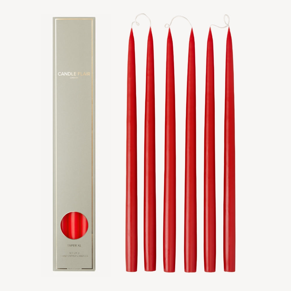 Box of 6 Candles - Taper 45 - Berry Red