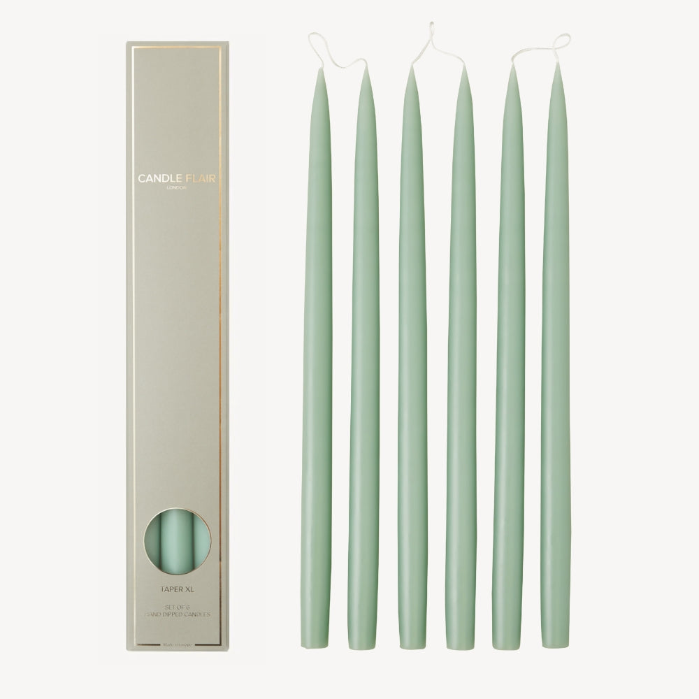 Box of 6 Candles - Taper 45 - Sage Green