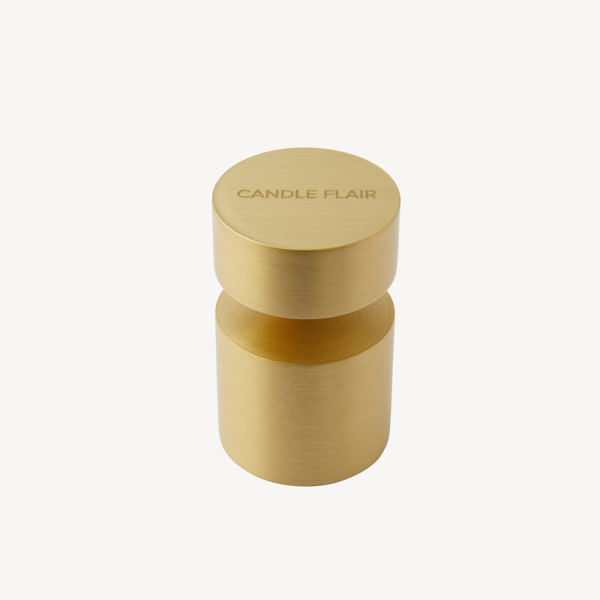 Candle Flair hourglass taper candle holder in satin brass engraved