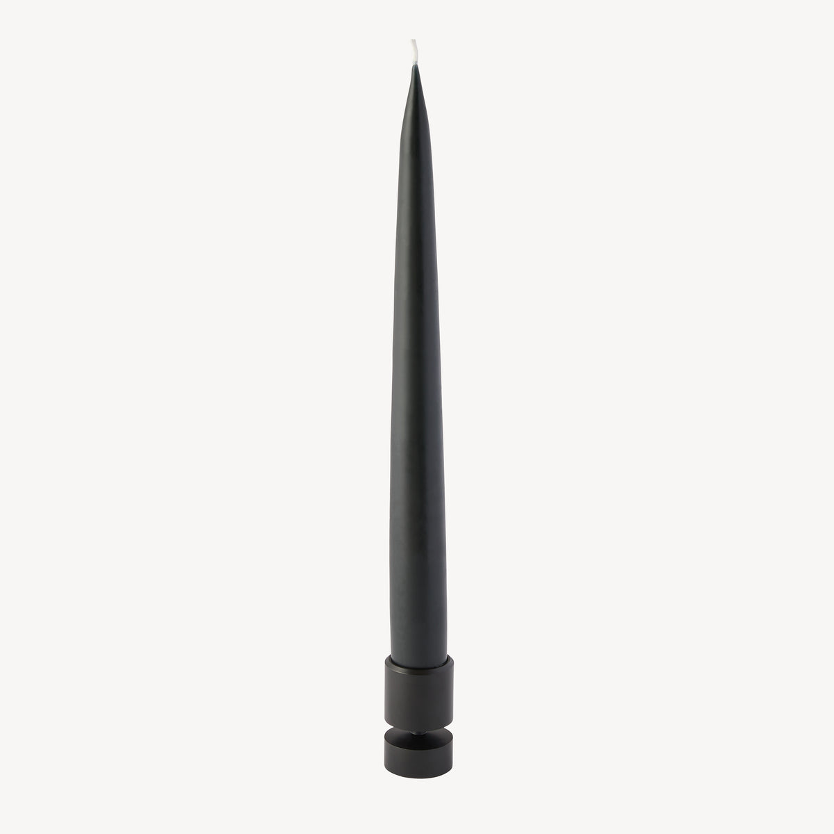 Candle Flair hourglass taper candle holder in matt black with black taper