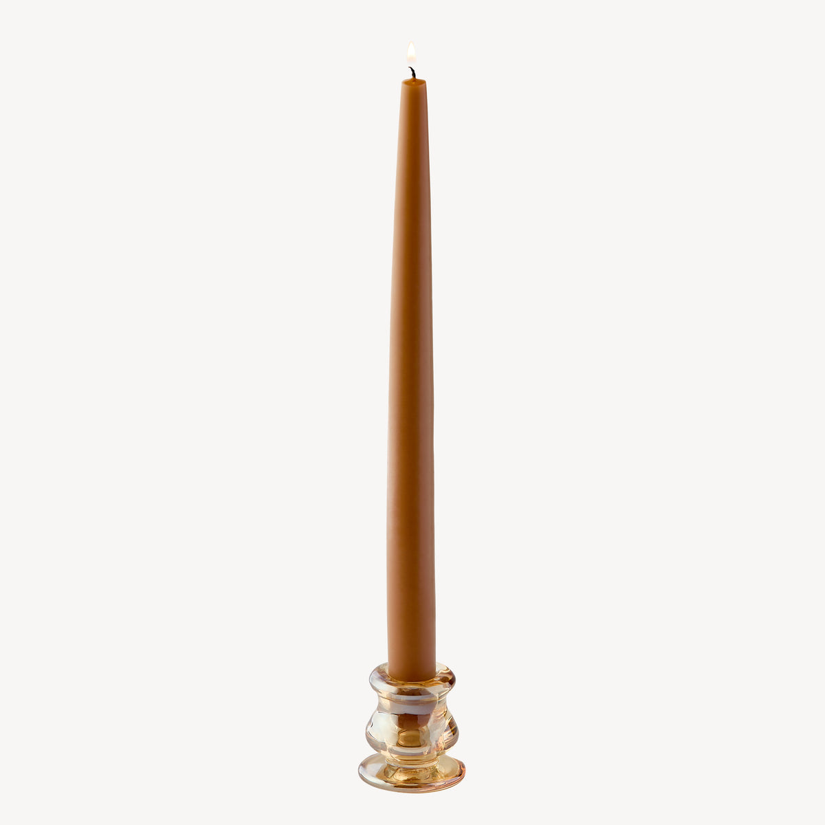 Candle Flair low amber glass taper candle holder with caramel taper