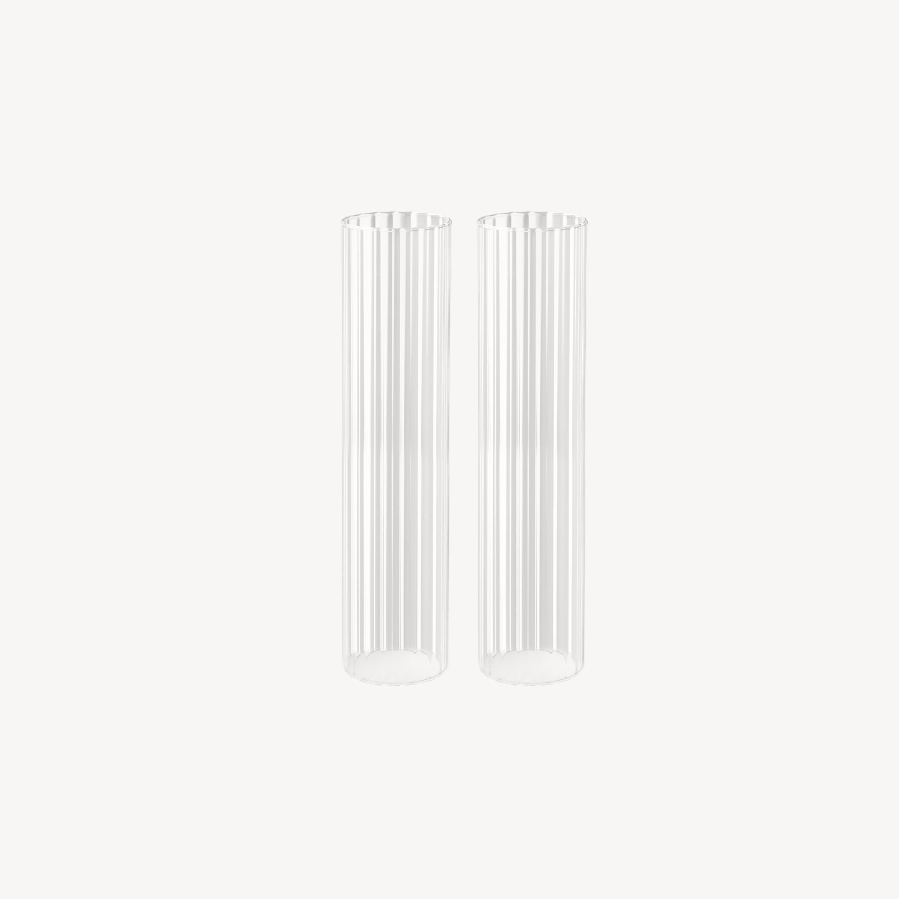 Set of 2 - Small Ribbed Glass Candle Hurricane Covers - H33cm