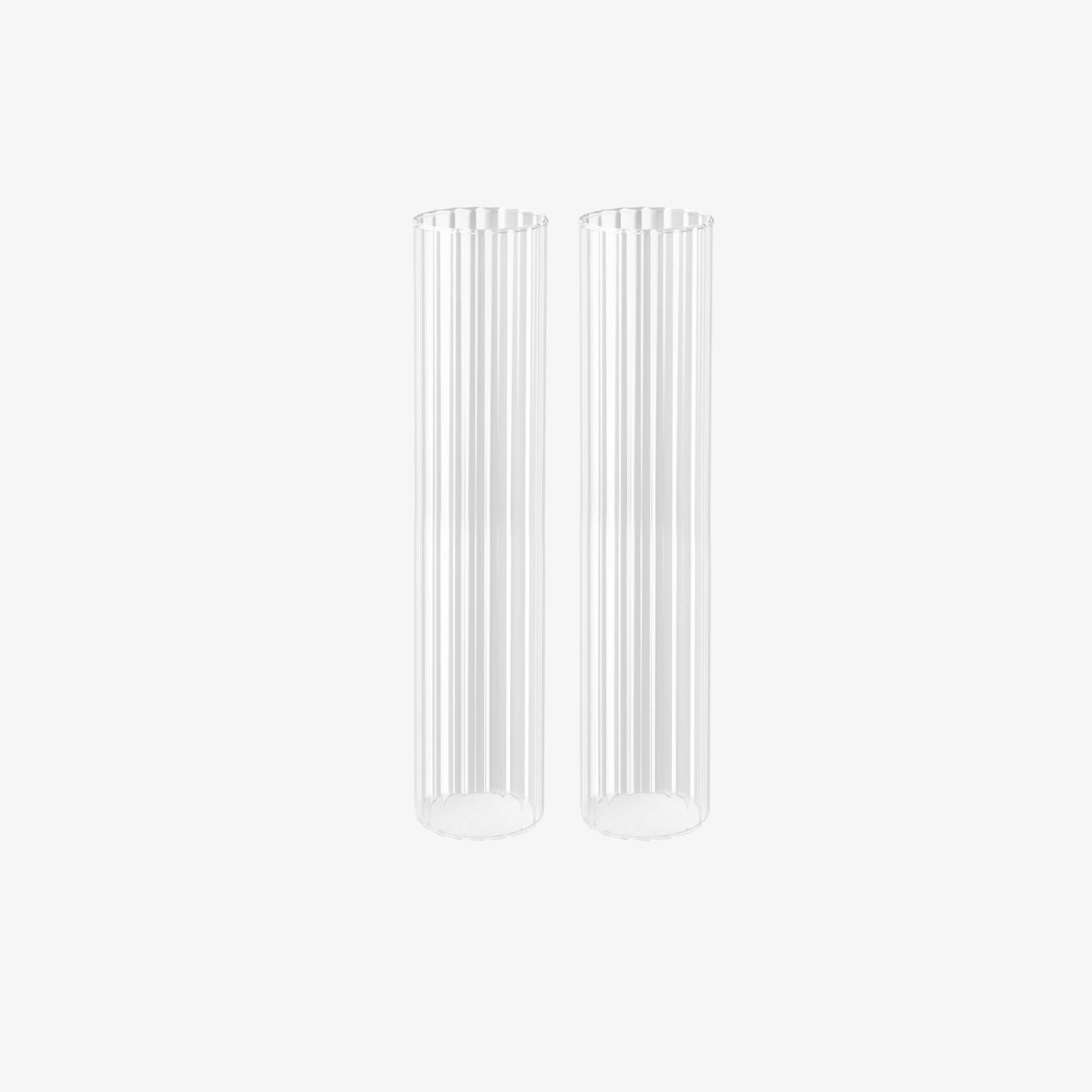 Set of 2 - Medium Ribbed Glass Candle Hurricane Covers  - H38cm