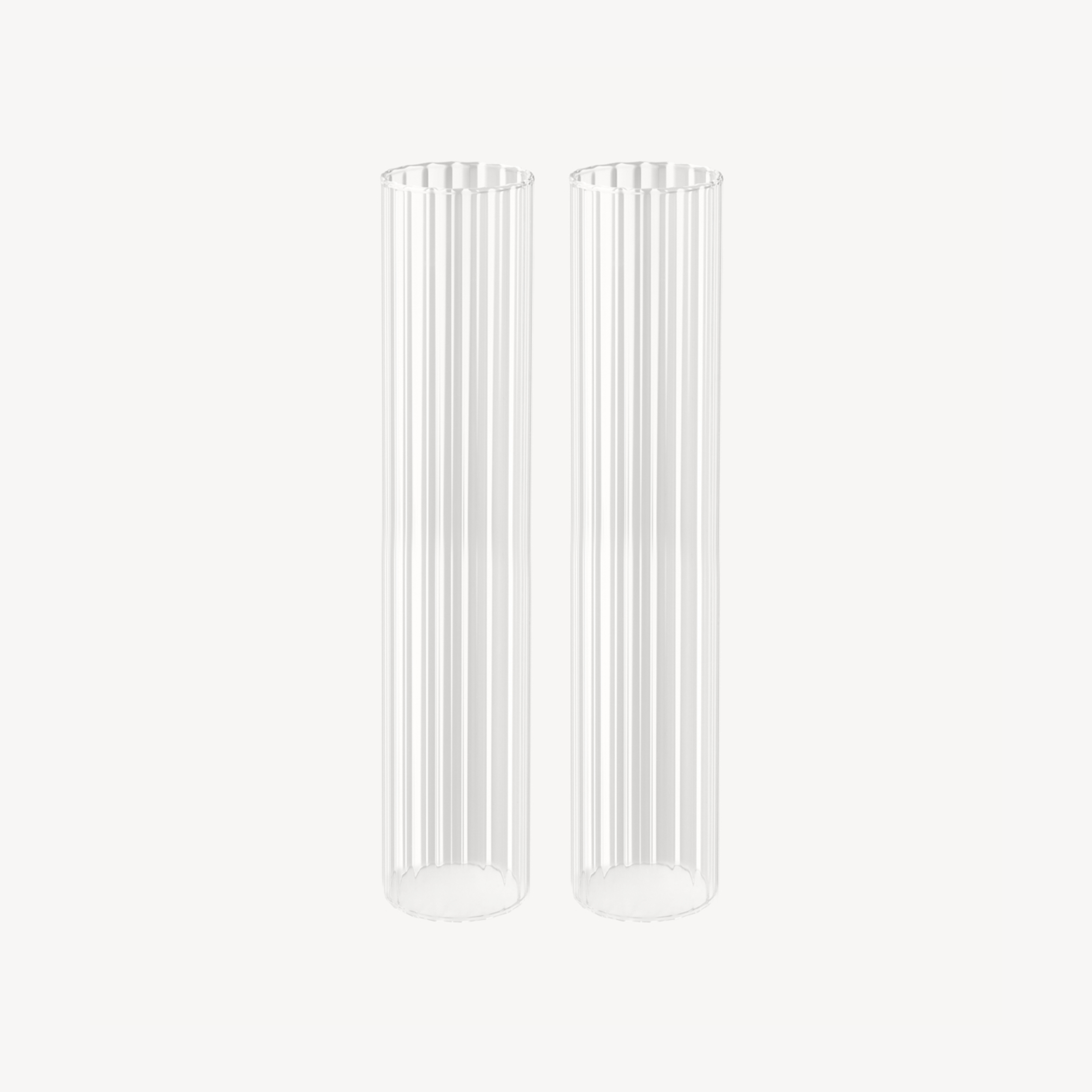 Set of 2 - Large Ribbed Glass Candle Hurricane Covers - H48cm