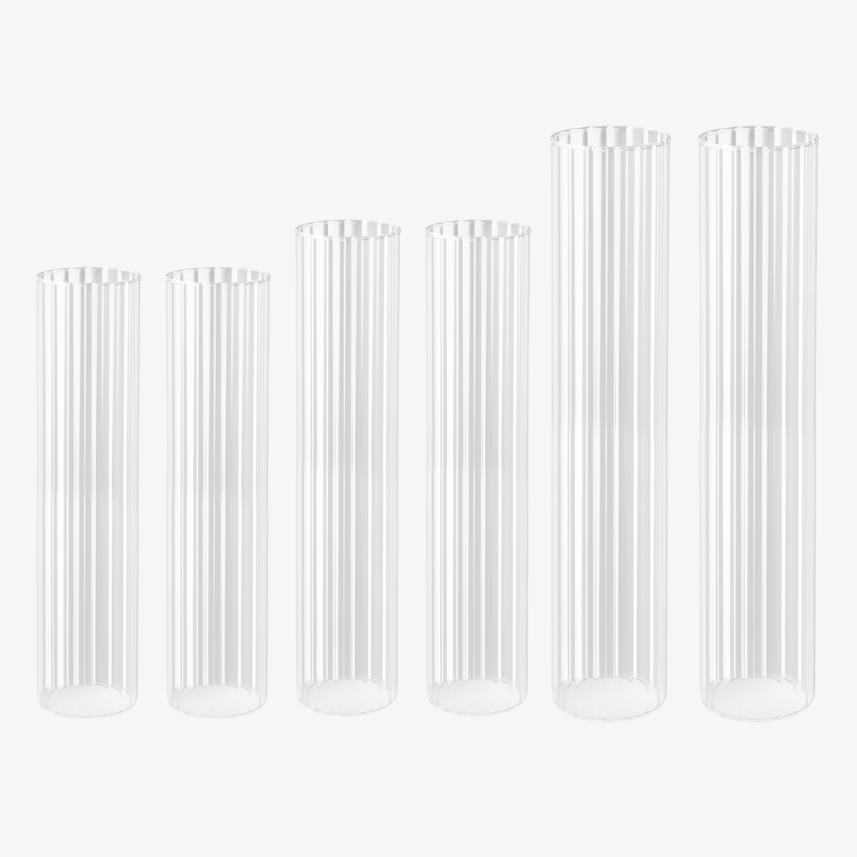 Set of 2 - Medium Ribbed Glass Candle Hurricane Covers  - H38cm