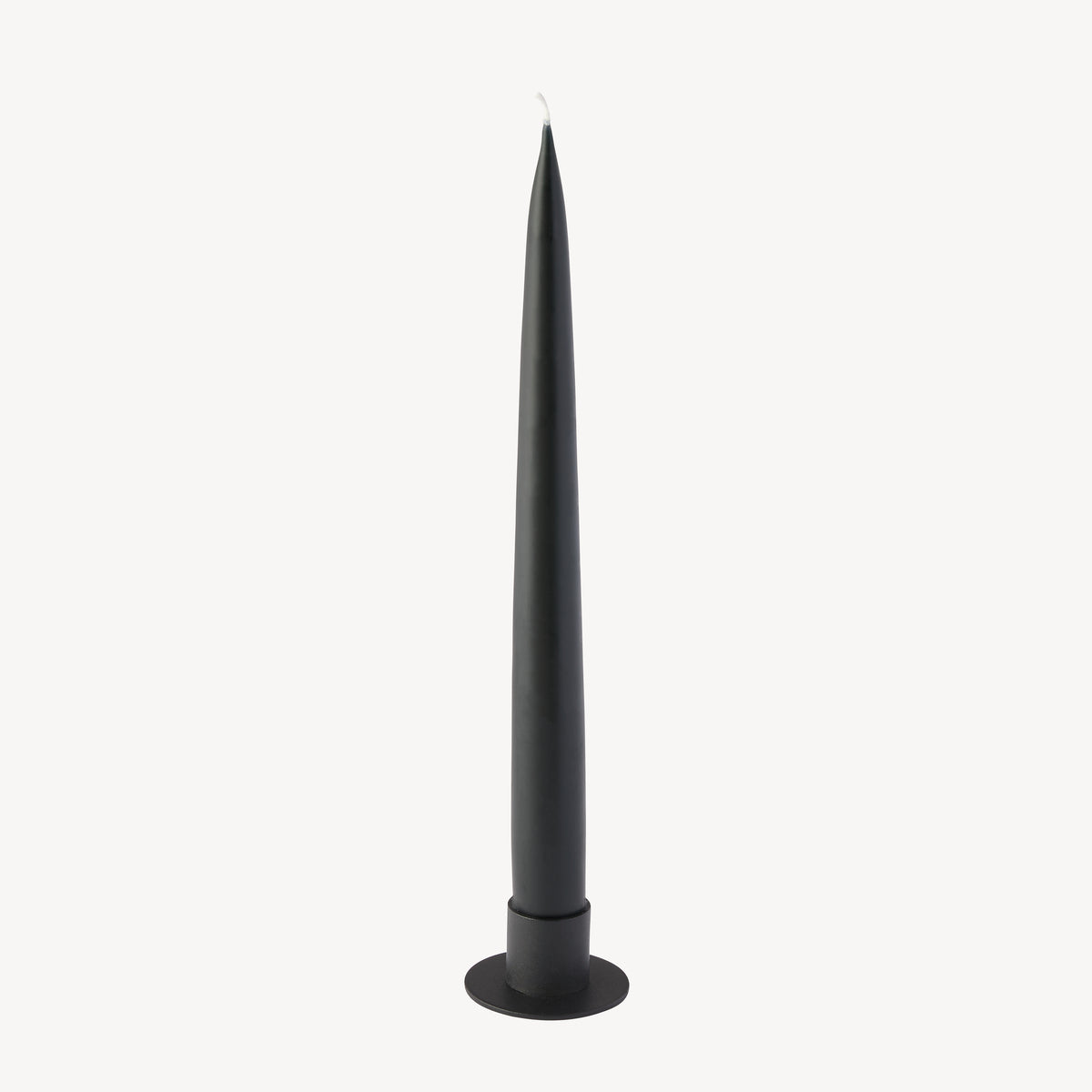 Candle Flair round taper candle holder in matt black with black taper