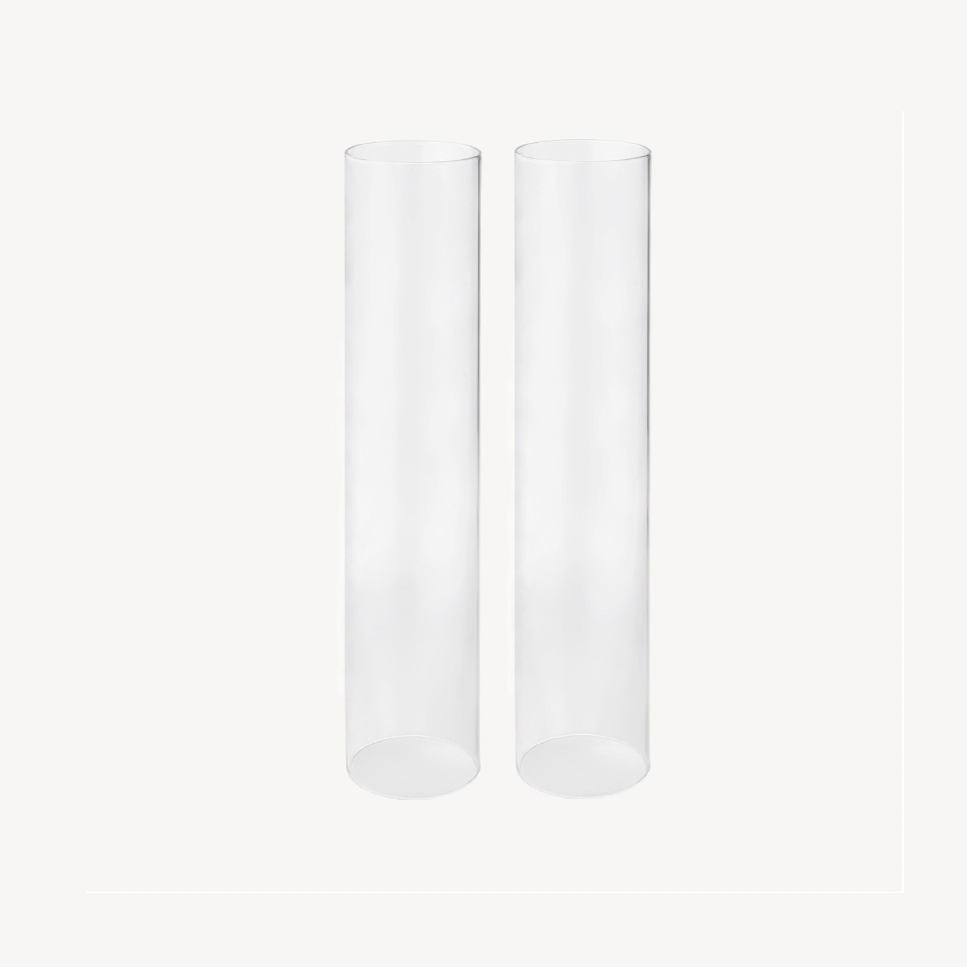 Set of 2 - Large Smooth Glass Candle Hurricane Covers  - H48cm