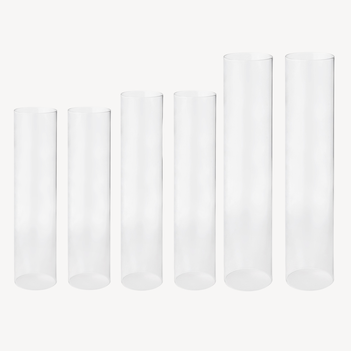 Set of 2 - Medium Smooth Glass Candle Hurricane Covers  - H38cm