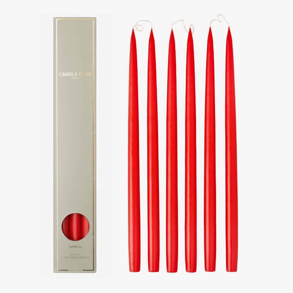 Box of 6 Candles - Taper 45 - Ruby Red