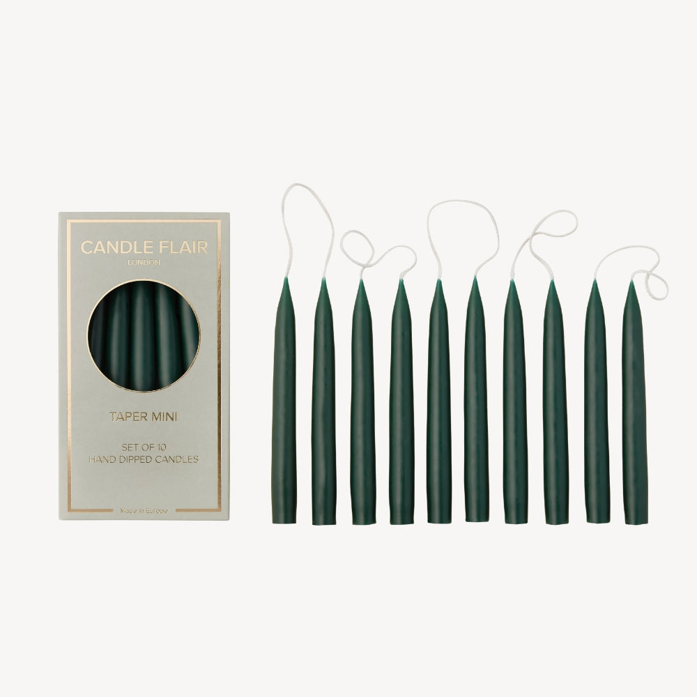 Box of 10 Candles - Taper Mini - Forest Green