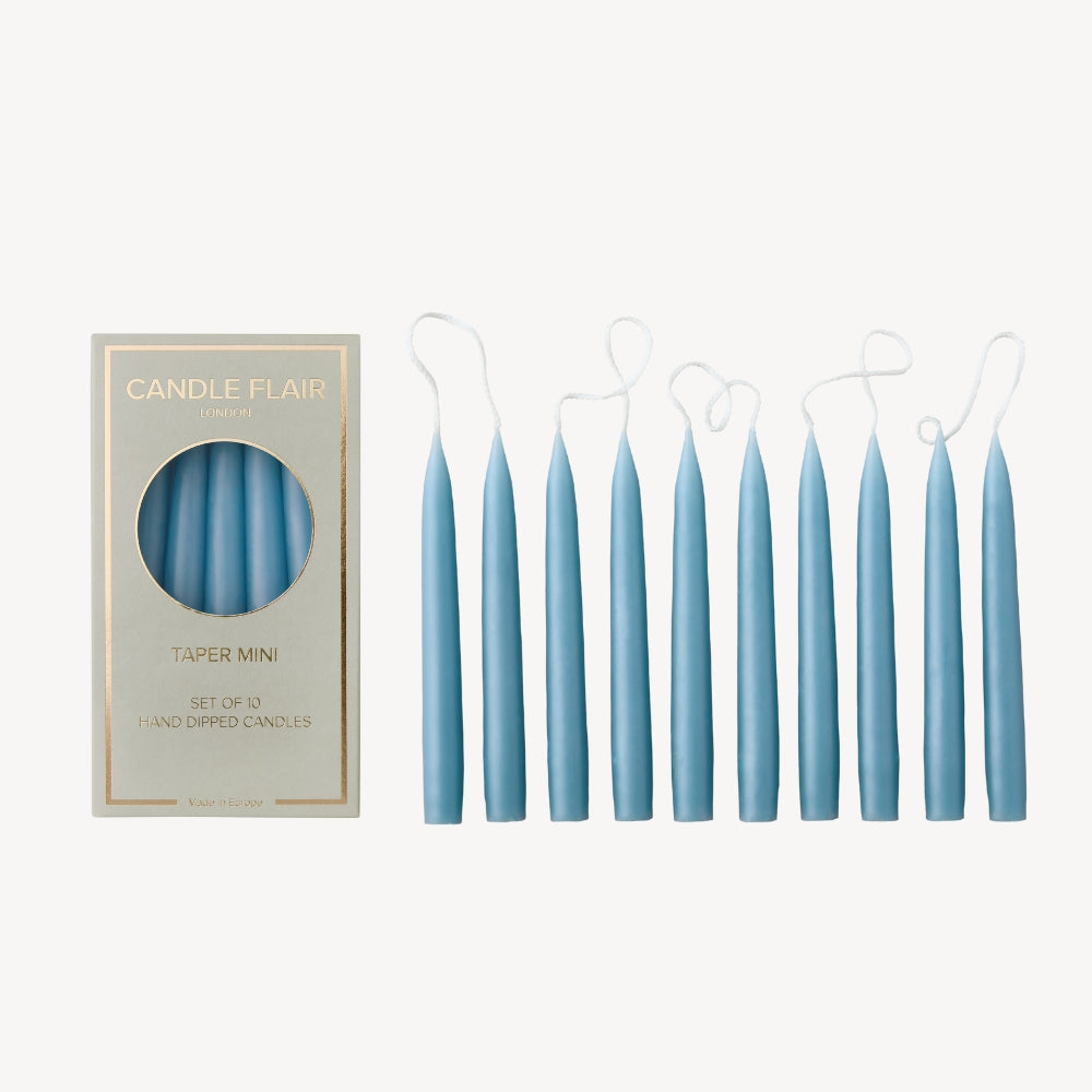 Box of 10 Candles - Taper Mini - Grey Blue