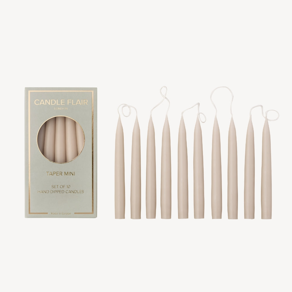 Box of 10 Candles - Taper Mini - Latte