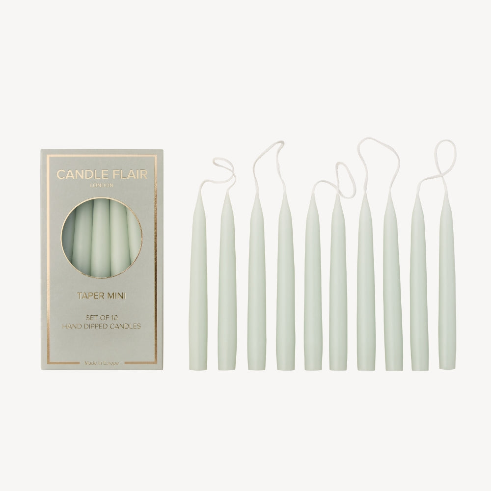 Box of 10 Candles - Taper Mini - Pale Green