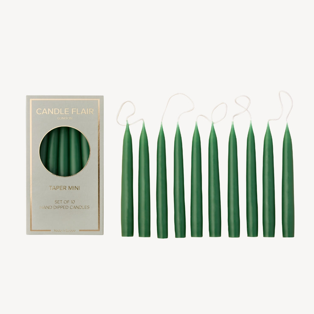 Box of 10 Candles - Taper Mini - Pine Green