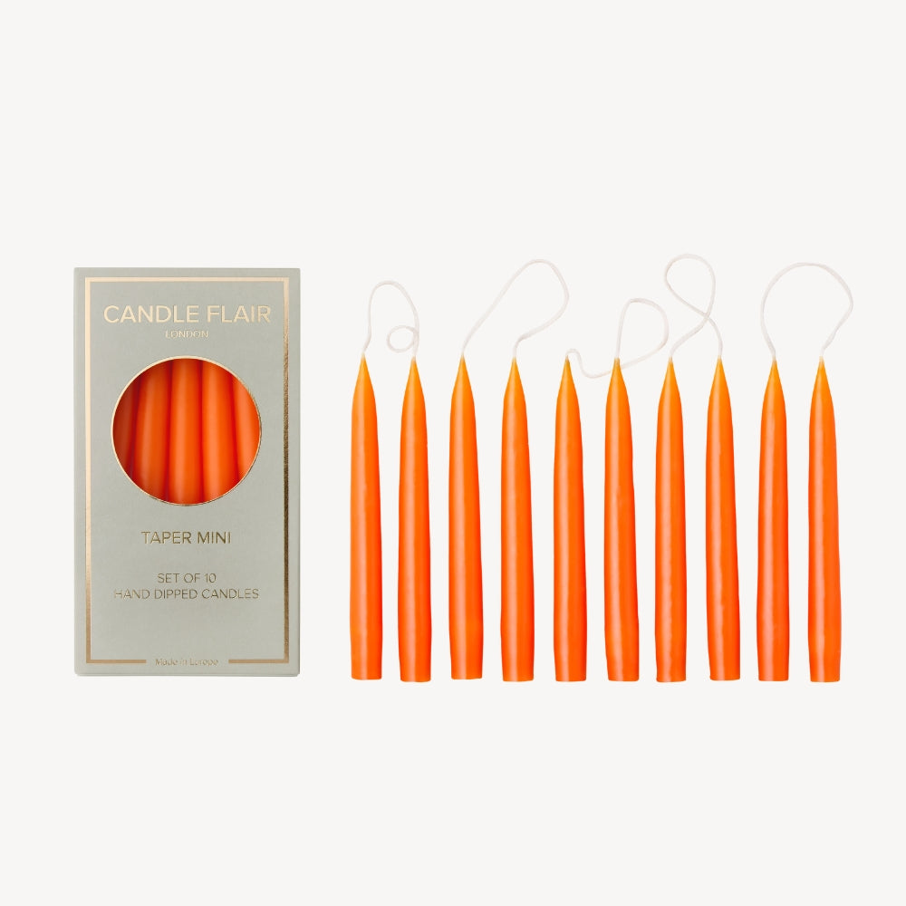Box of 10 Candles - Taper Mini - Pumpkin Orange