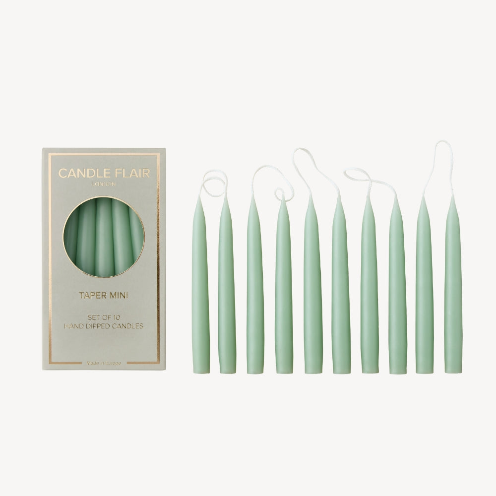 Box of 10 Candles - Taper Mini - Sage Green