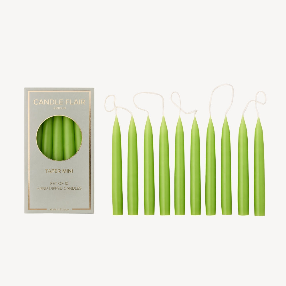 Box of 10 Candles - Taper Mini - Spring Green