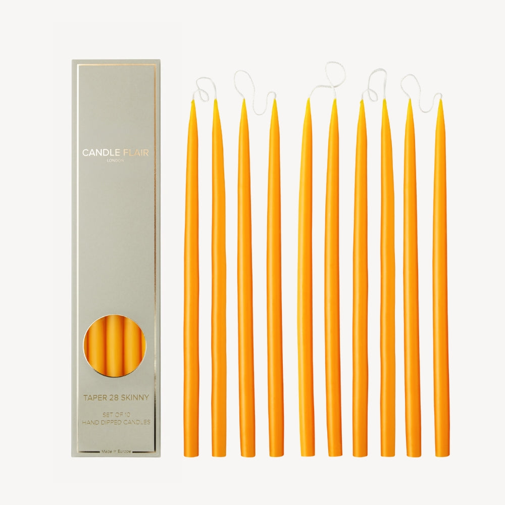 Box of 10 Candles - Taper 28 Skinny - Butterscotch