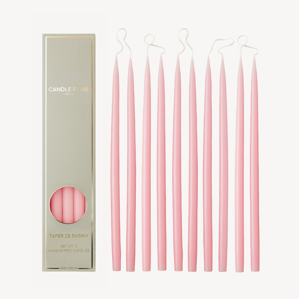 Box of 10 Candles - Taper 28 Skinny - Candy Pink