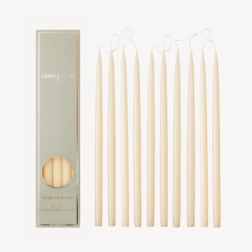 Box of 10 Candles - Taper 28 Skinny - Ivory