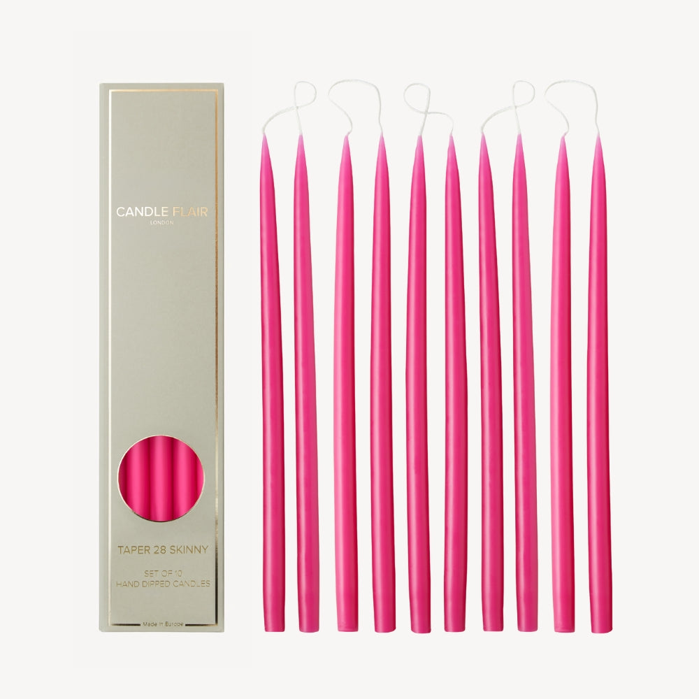 Box of 10 Candles - Taper 28 Skinny - Light Cherry