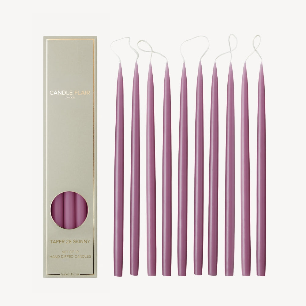 Box of 10 Candles - Taper 28 Skinny - Mauve
