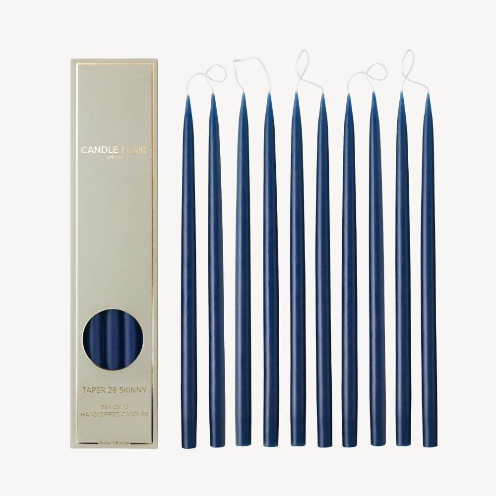 Box of 10 Candles - Taper 28 Skinny - Navy Blue