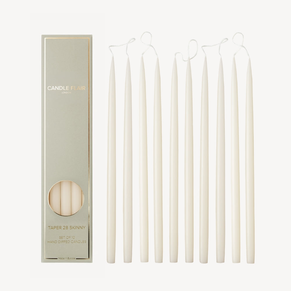 Box of 10 Candles - Taper 28 Skinny - Off White
