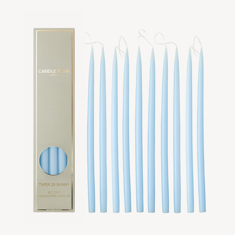 Box of 10 Candles - Taper 28 Skinny - Pale Blue