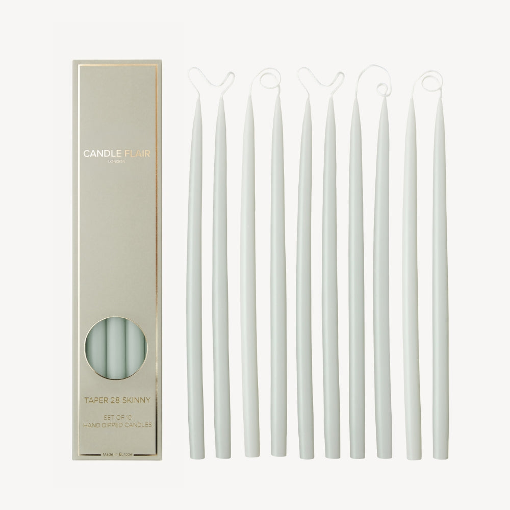 Box of 10 Candles - Taper 28 Skinny - Pale Green