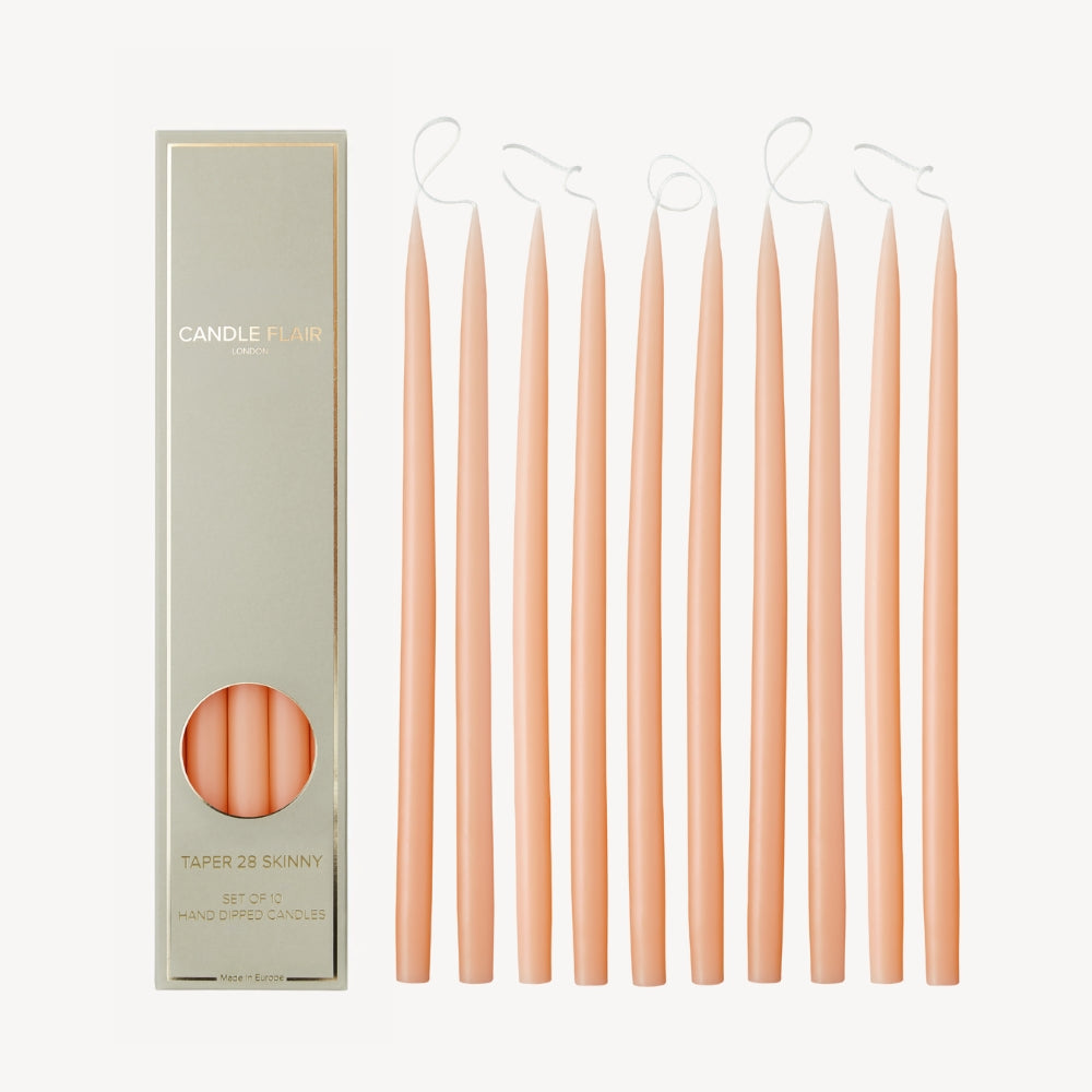 Box of 10 Candles - Taper 28 Skinny - Peach