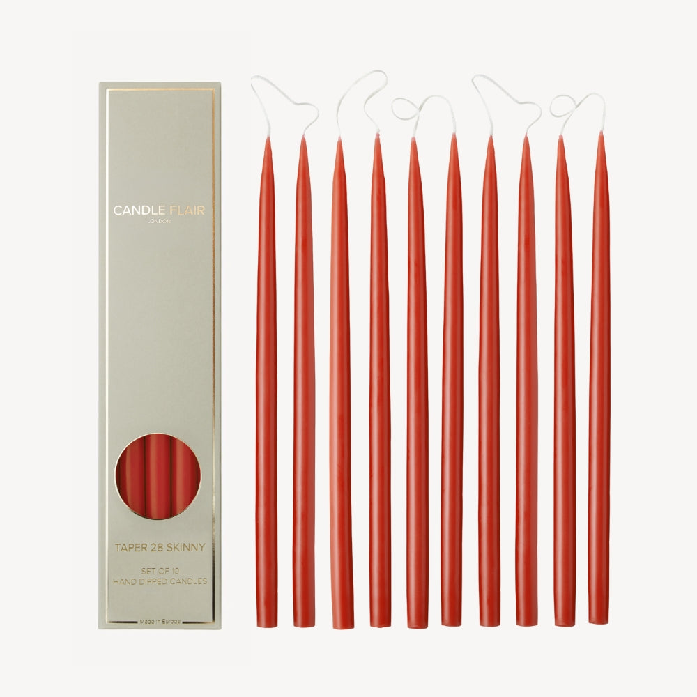 Box of 10 Candles - Taper 28 Skinny - Rust