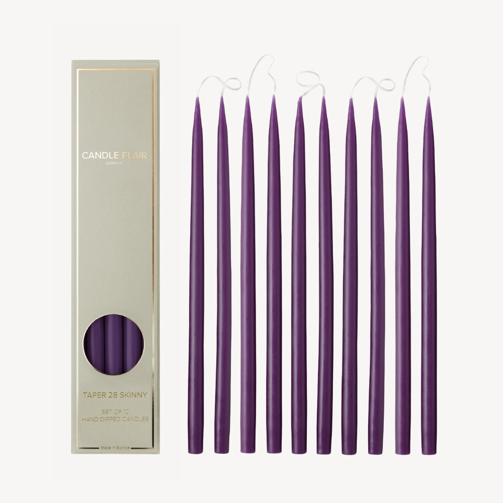Box of 10 Candles - Taper 28 Skinny - Violet