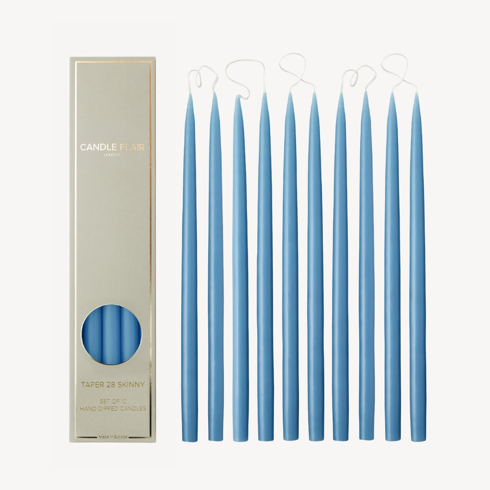 Box of 10 Candles - Taper 28 Skinny - Wedgewood Blue