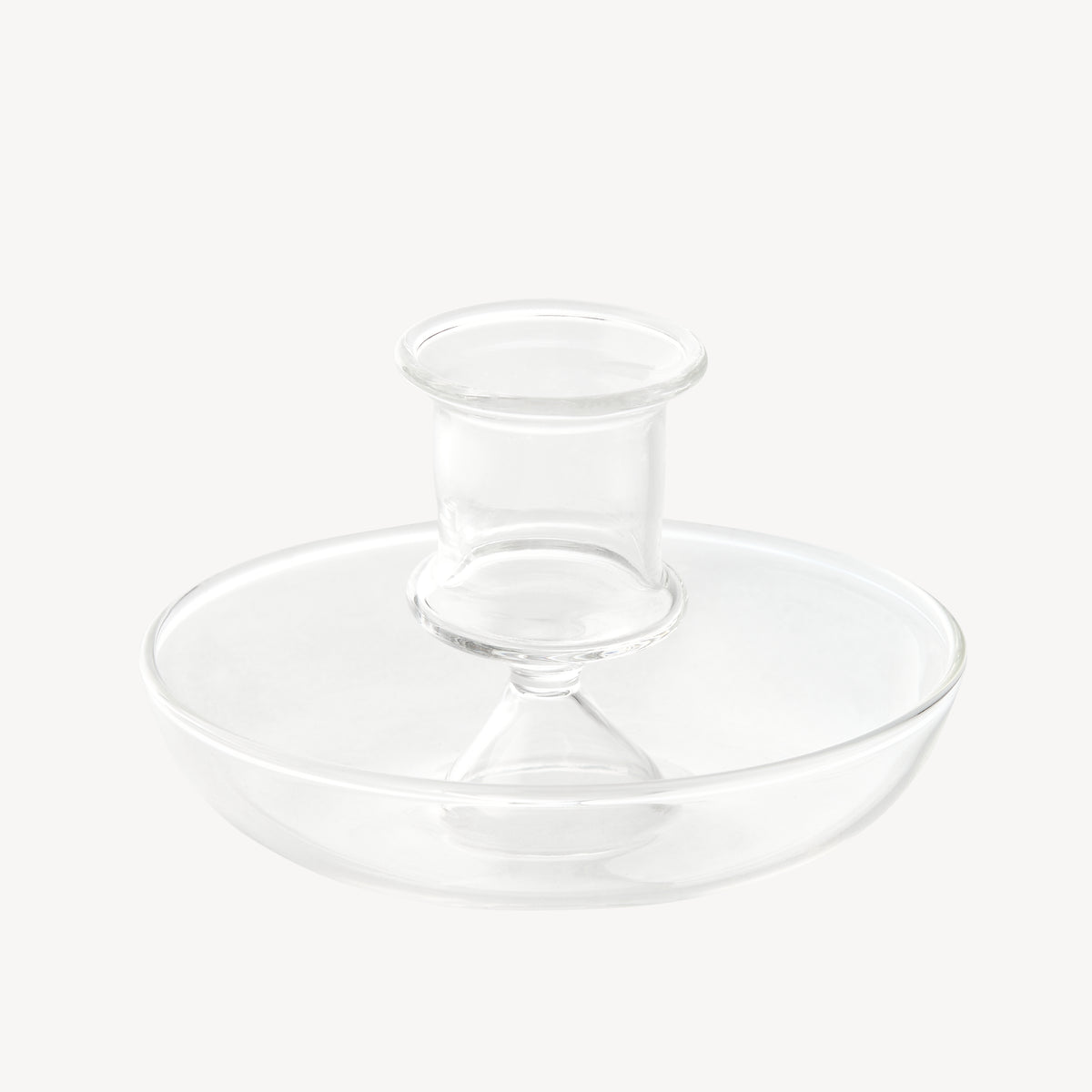 Candle Flair wide clear glass taper candle holder