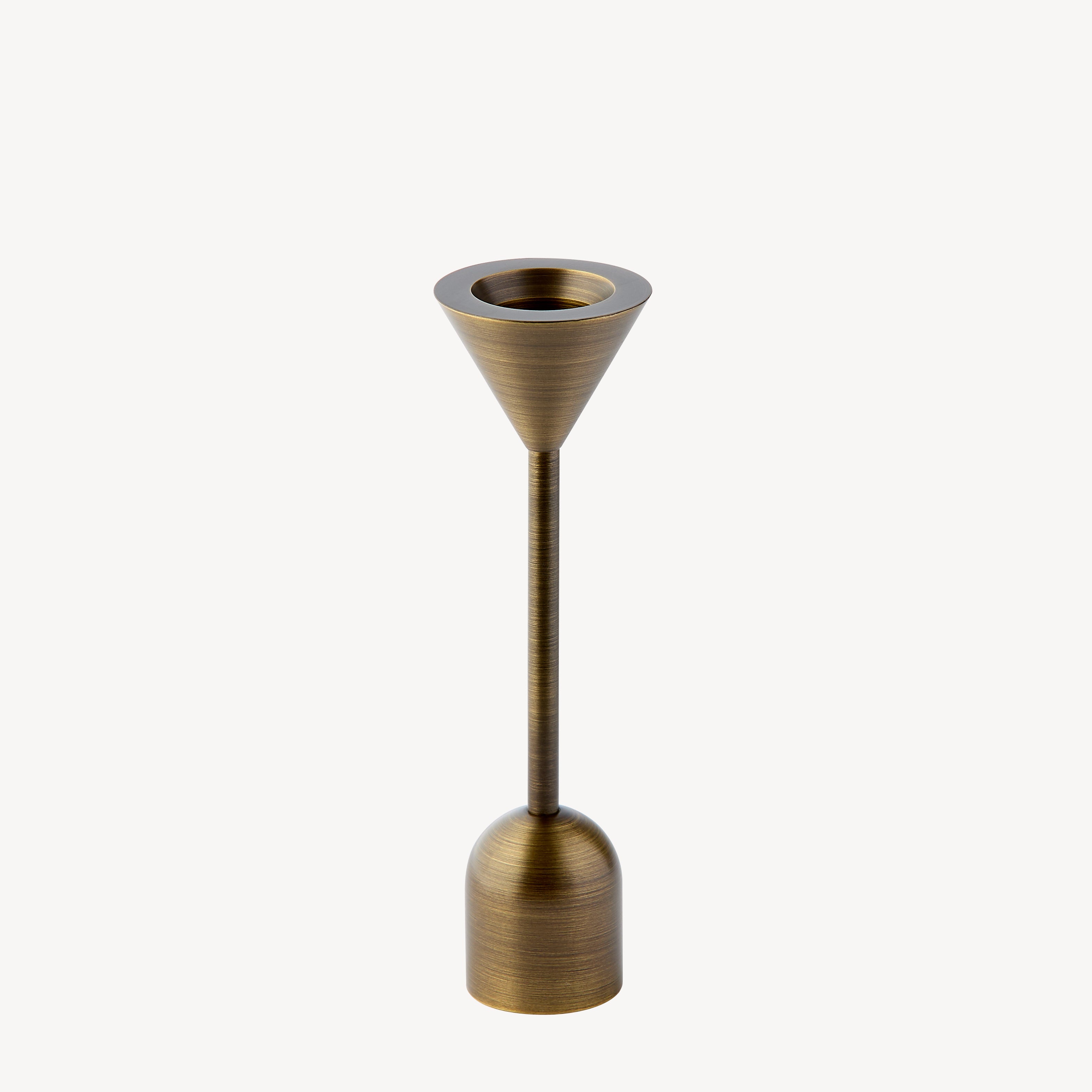 Small Reversible Totem Dinner Candlestick - Antique Brass